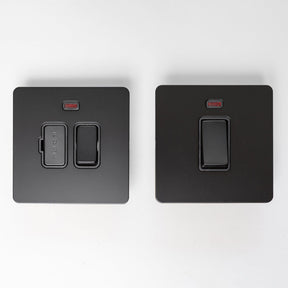 Matte Black Switches and Sockets - Straight Knurled Design - Brass bee