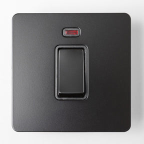 Matte Black Switches and Sockets - Straight Knurled Design - Brass bee