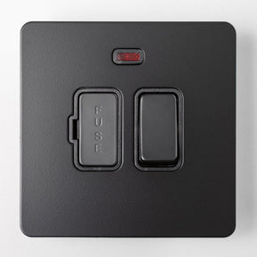 Matte Black Switches and Sockets - Straight Knurled Design - Brass bee