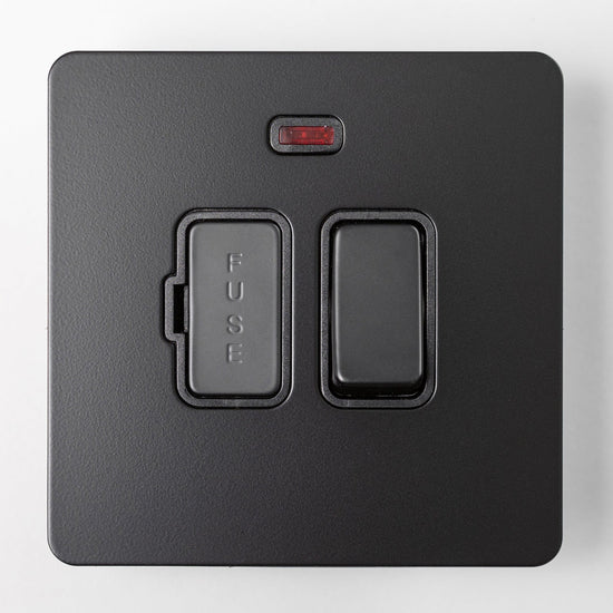 Matte Black Switches and Sockets - Straight Knurled Design - Brass bee