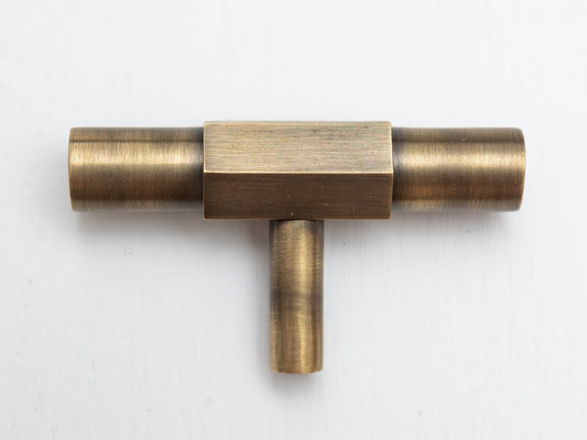 Solid Brass Kitchen Pull Handles with Hexagonal Ends - Antique Brass - Brass bee