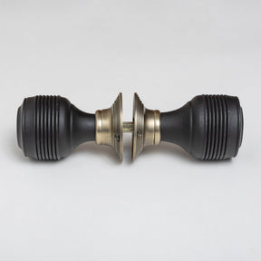 Georgian Door Knobs - Ebonised & Antique Brass (Pair) | Thumbturns & Latches - Brass bee