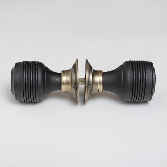 Georgian Door Knobs - Ebonised & Antique Brass (Pair) | Thumbturns & Latches - Brass bee