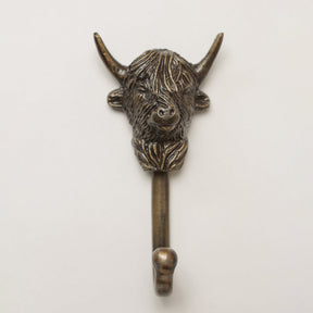 Highland Cow Coat Hook - Heritage Finish - Brass bee