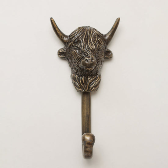 Highland Cow Coat Hook - Heritage Finish - Brass bee