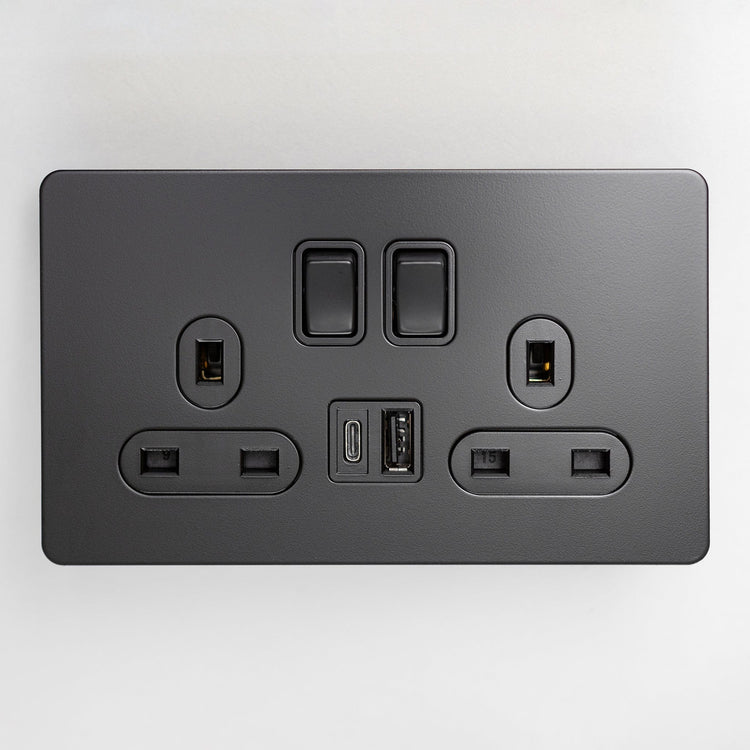 Matte Black Switches and Sockets - B Series