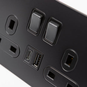 Matte Black Switches and Sockets - Straight Knurled Design - Brass bee