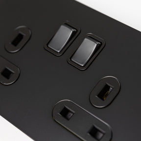 Matte Black Switches and Sockets - Straight Knurled Design - Brass bee