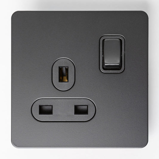 Single 13A Switched Socket – Black