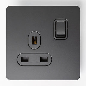 Matte Black Switches and Sockets - Straight Knurled Design - Brass bee