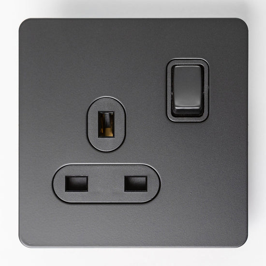 Matte Black Switches and Sockets - Straight Knurled Design - Brass bee