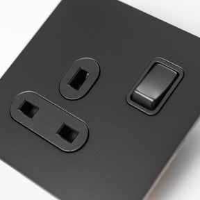 Matte Black Switches and Sockets - Straight Knurled Design - Brass bee