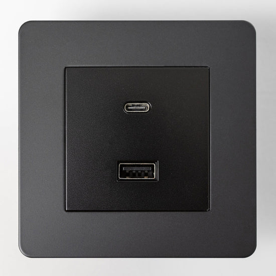 Matte Black Switches and Sockets - Straight Knurled Design - Brass bee