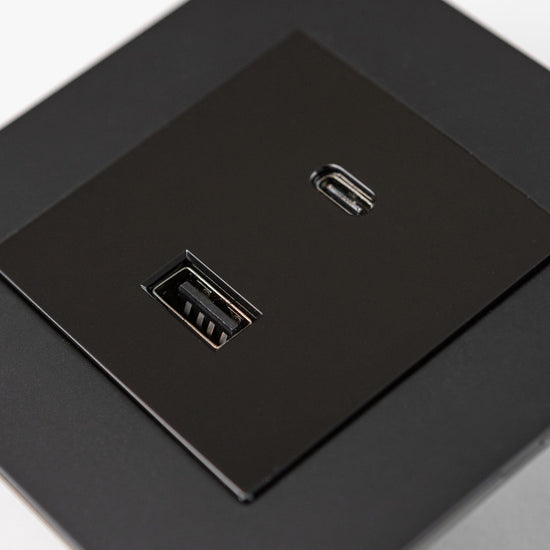 Matte Black Switches and Sockets - Straight Knurled Design - Brass bee
