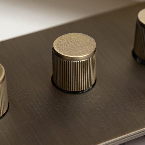 Antique Brass Switches and Sockets - Straight Knurled Design - Brass bee
