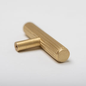 Solid Brass Straight Knurled Kitchen Pull Handles & Knobs - Satin Brass Finish - Brass bee