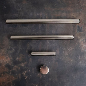 Solid Brass Straight Knurled Kitchen Pull Handles & Knobs - Polished Nickel Finish - Brass bee