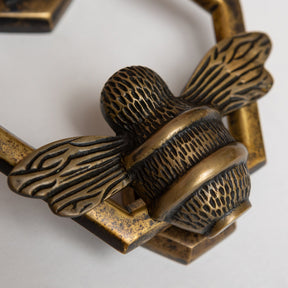 Brass Bumble Bee Honeycomb Door Knocker - Heritage Finish - Brass bee