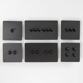 Matte Black Switches and Sockets - Straight Knurled Design - Brass bee