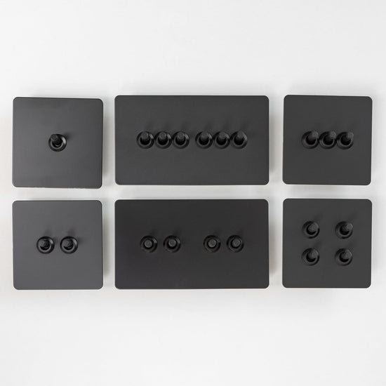 Matte Black Switches and Sockets - Straight Knurled Design - Brass bee