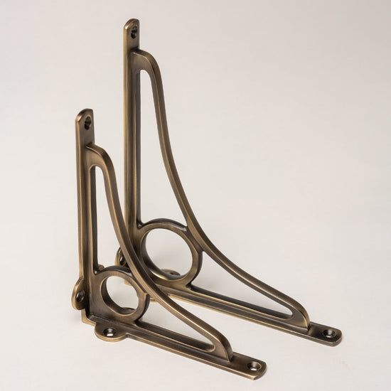 Solid Brass Caraxes Shelf Brackets - Antique Brass - Brass bee