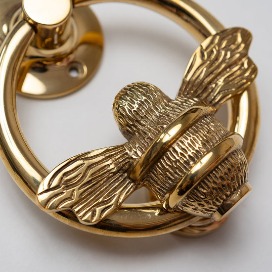 Brass Bumble Bee Ring Door Knocker - Brass Finish - Brass bee