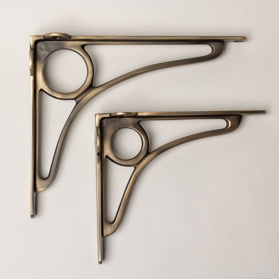 Solid Brass Caraxes Shelf Brackets - Antique Brass - Brass bee