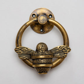 Brass Bumble Bee Ring Door Knocker - Heritage Finish - Brass bee