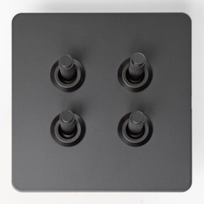 Matte Black Switches and Sockets - Straight Knurled Design - Brass bee