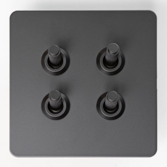 Matte Black Switches and Sockets - Straight Knurled Design - Brass bee