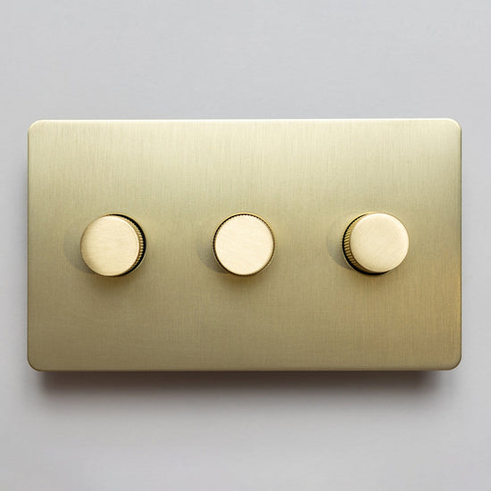 Satin Brass Switches and Sockets - Straight Knurled Design - Brass bee