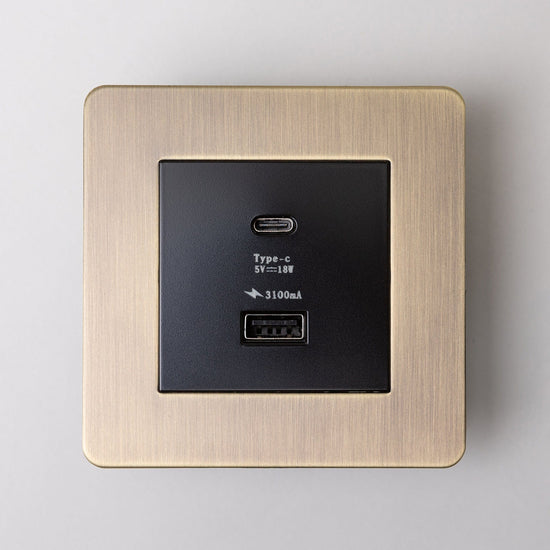 Antique Brass Switches and Sockets - Straight Knurled Design - Brass bee