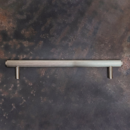 Solid Brass Straight Knurled Kitchen Pull Handles & Knobs - Polished Nickel Finish - Brass bee