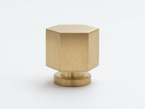 Brass hexagonal cabinet knob - Heavy - Brass bee