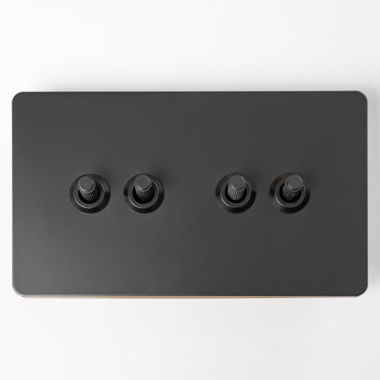 Matte Black Switches and Sockets - Straight Knurled Design - Brass bee