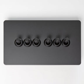 Matte Black Switches and Sockets - Straight Knurled Design - Brass bee