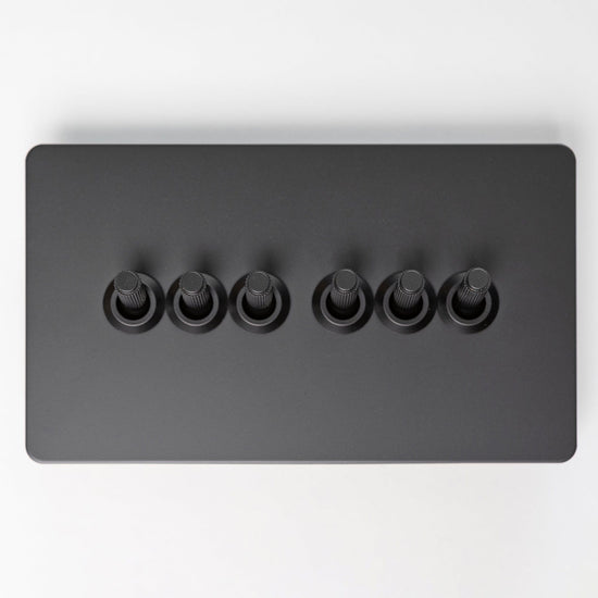 Matte Black Switches and Sockets - Straight Knurled Design - Brass bee