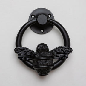 Brass Bumble Bee Ring Door Knocker - Black Finish - Brass bee