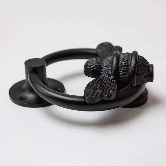 Brass Bumble Bee Ring Door Knocker - Black Finish - Brass bee