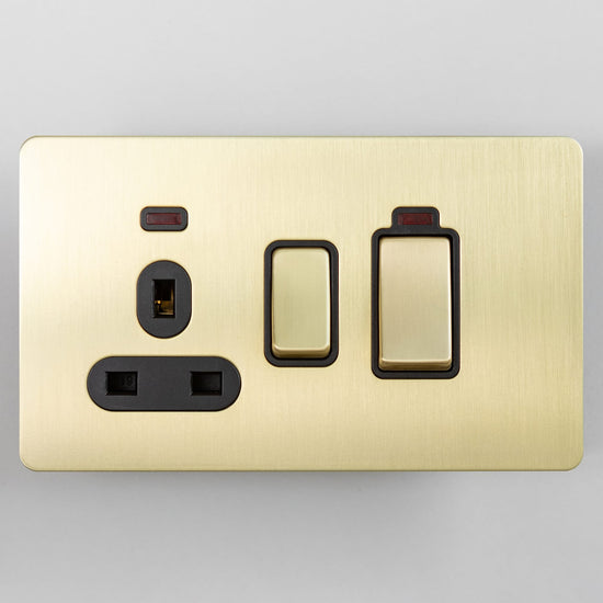 Foundry Series Knurled Toggle Switches and Sockets – Satin Brass - Brass bee