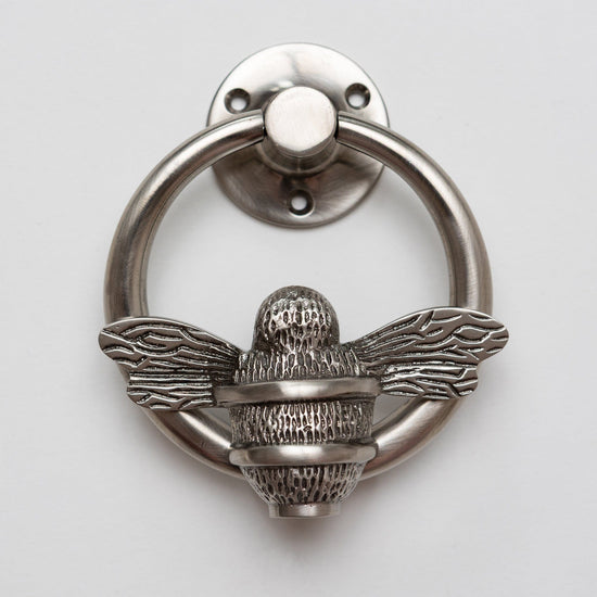 Brass Bumble Bee Ring Door Knocker - Pewter Finish - Brass bee