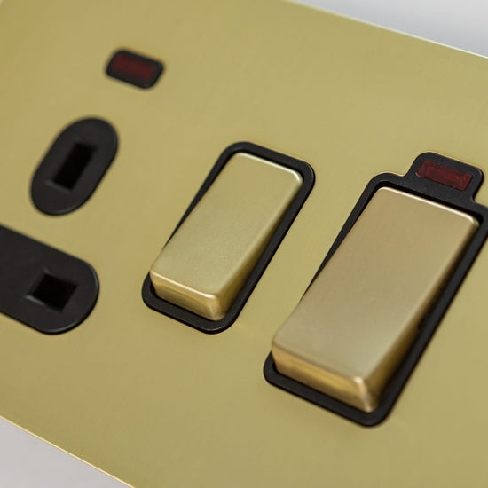 Foundry Series Knurled Toggle Switches and Sockets – Satin Brass - Brass bee