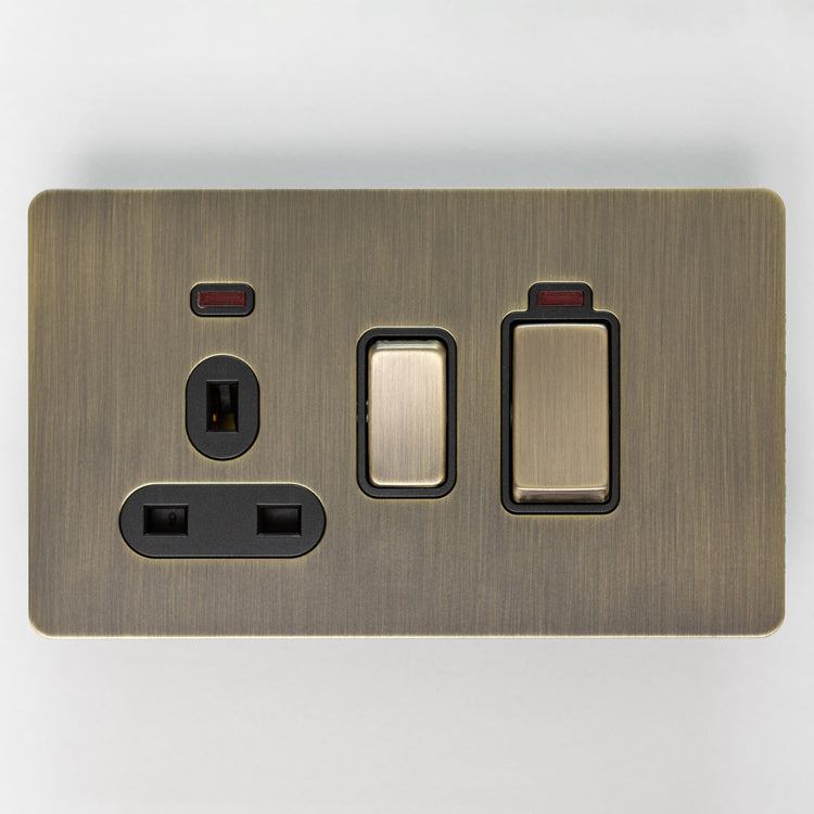 Antique Brass Switches and Sockets - Straight Knurled Design