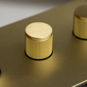 Satin Brass Switches and Sockets - Straight Knurled Design - Brass bee