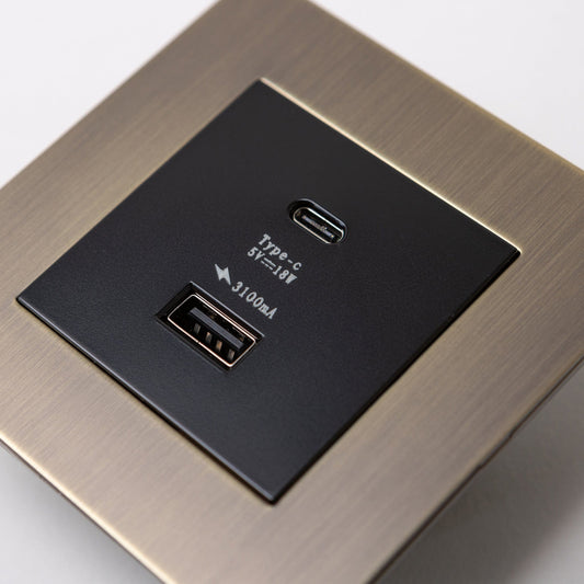 USB A & C Charging Socket in Antique Brass – Brass Bee