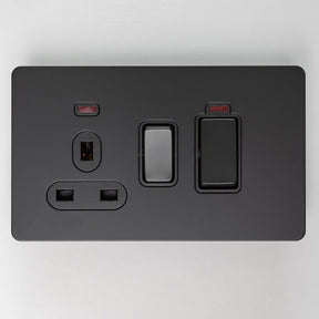 Matte Black Switches and Sockets - Straight Knurled Design - Brass bee