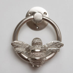 Brass Bumble Bee Ring Door Knocker - Satin Finish - Brass bee