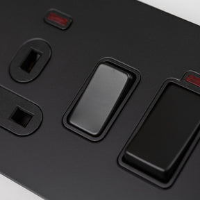 Matte Black Switches and Sockets - Straight Knurled Design - Brass bee