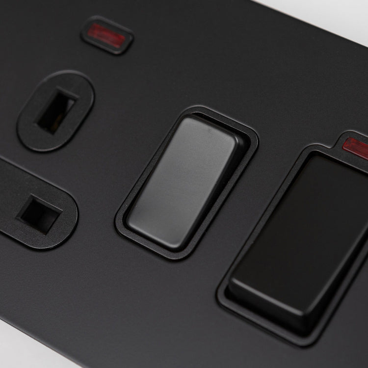 Matte Black Switches and Sockets - B Series