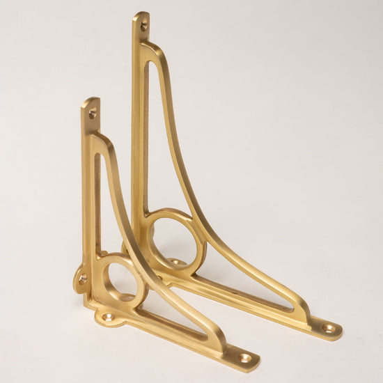 Solid Brass Caraxes Shelf Brackets - Satin Brass - Brass bee